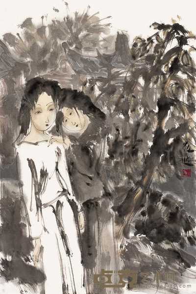 崔进 人物 镜心 68.5×45.5cm
